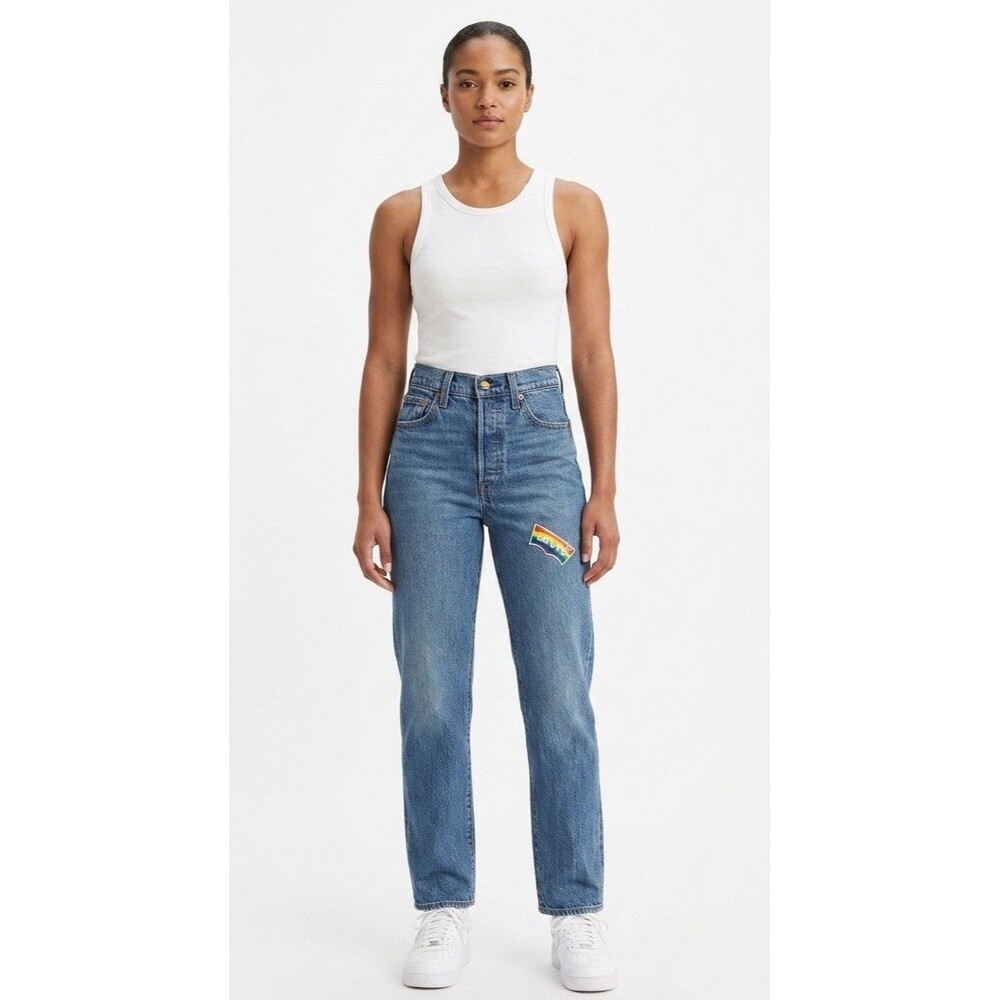 Rare Levi’s Pride Rainbow Logo Straight High Rise Jeans Women’s 23